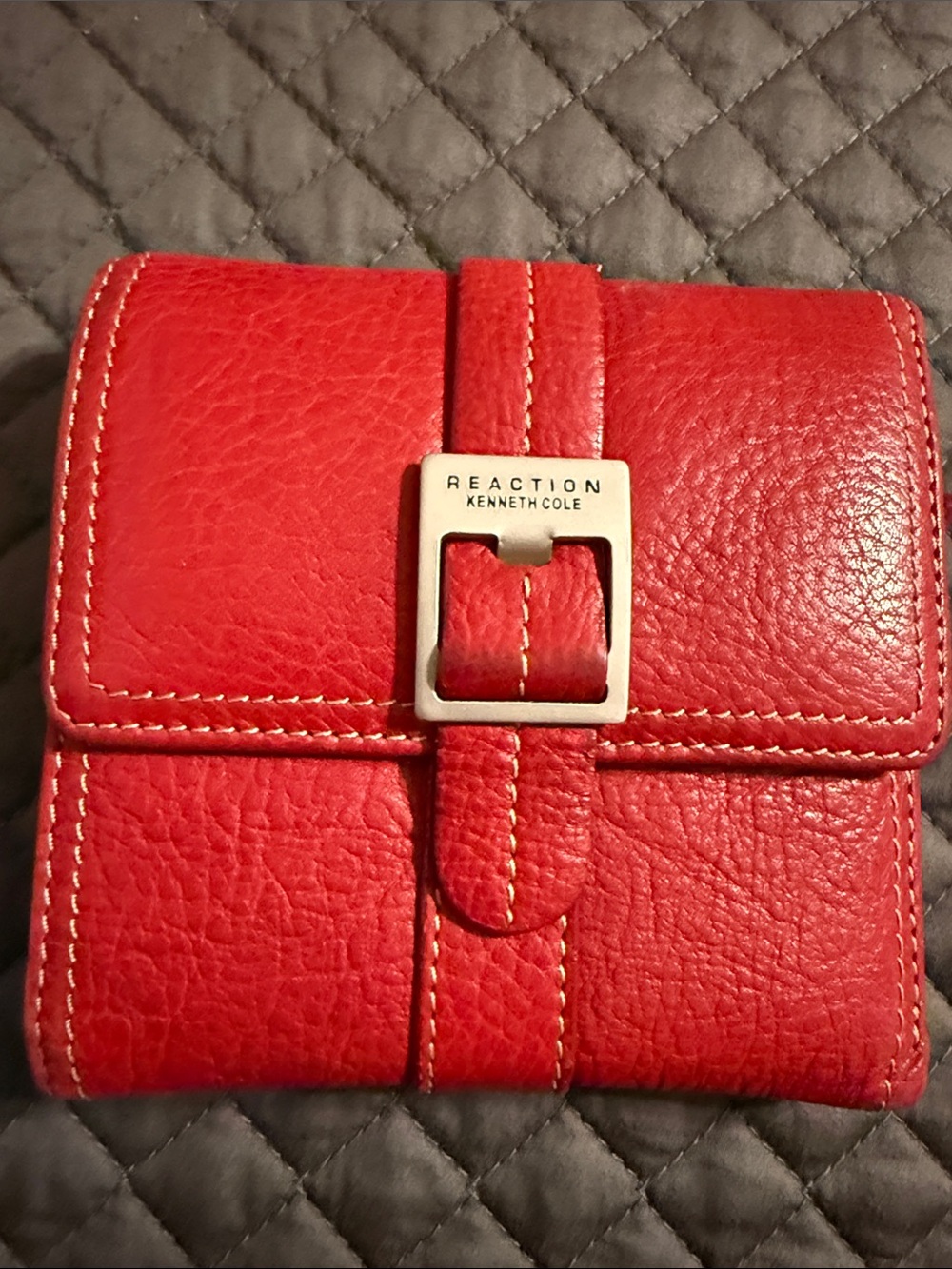 Reaction Kenneth Cole Red Leather Buckle Wallet